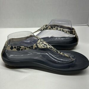 Crocs Sexi Serena Sandals Leopard Flip Flop Thong Slingback Flat Shoes Womens 10